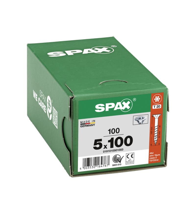 SPAX spaanplaatschroeven - T20 Platkop - 5 x 100 mm - WIROX deeldraad (100 Stuks)